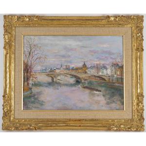 Serge Belloni (1925-2005) - Paris Pont du Carrousel, et de l’Observatoire huile sur bois 1980