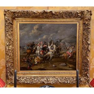 Philips Wouwerman (1619–1668) Cavalry Battle Between Orientals And Imperials, Oil On Canvas