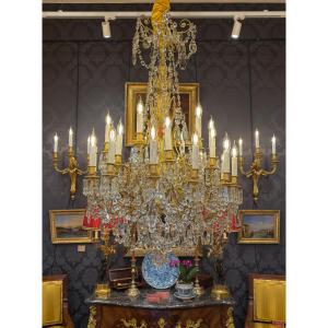 A Superb Twenty-four-light Gilt Bronze And Baccarat Crystal Chandelier, C. 1880