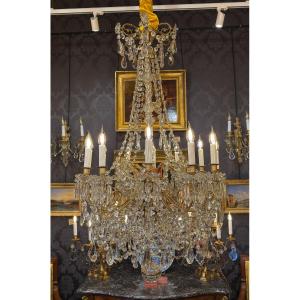 Twelve-arm Gilt Bronze And Baccarat Crystal Chandelier, C. 1880