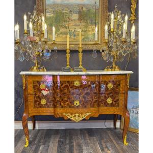 Léonard Boudin Master In 1761, Transition Louis XV -louis XVI Period Marquetry Commode C. 1770