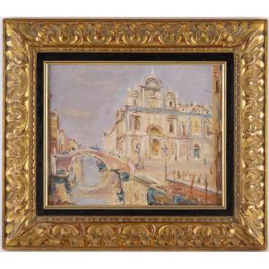 Serge Belloni (1925-2005) - Venice View Of The San Giovanni Hospital Oil On Canvas, Circa 1991