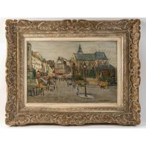 Serge Belloni (1925-2005) Saint Medard Church In Paris Oil On Panel, Circa 1961