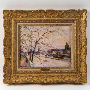 Serge Belloni (1925-2005) The Banks Of The Seine The Station Embankments Oil On Wood C. 1972