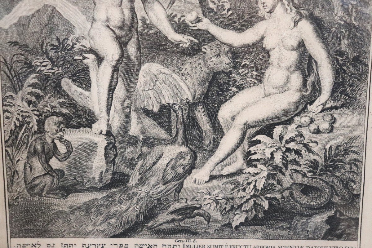 Gerard Hoet, Adam Et Eve, Gravure, 17ème Siècle-photo-4