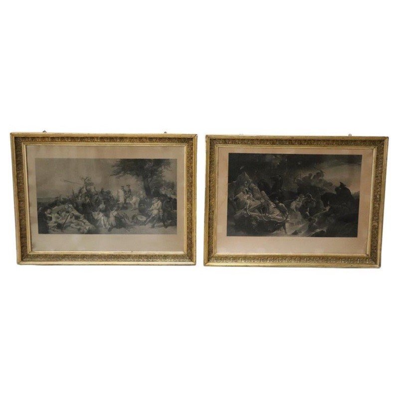 Jean Pierre Marie Jazet, Large Engravings, 19th Century, Framed, Set Of 2