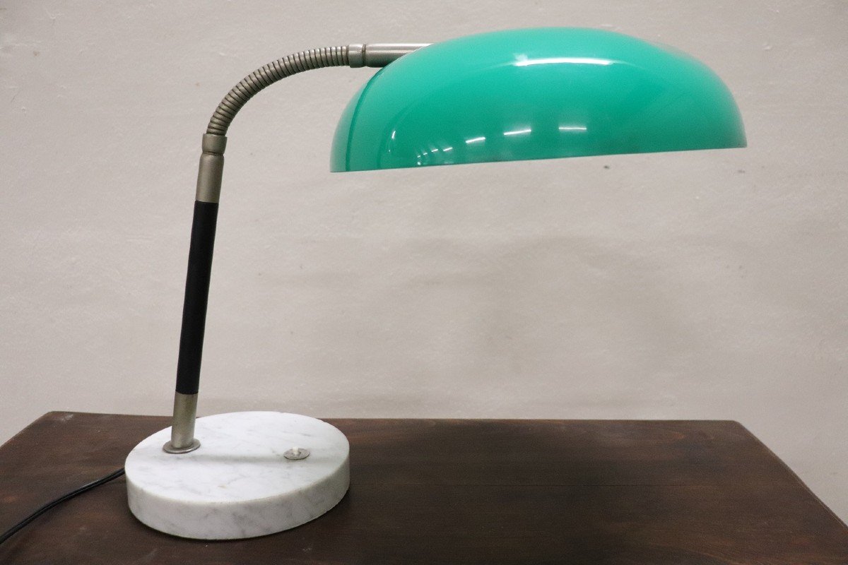 Acrylic Glass Brass And Marble Table Lamp Attributed To Stilux, 1960s-photo-1