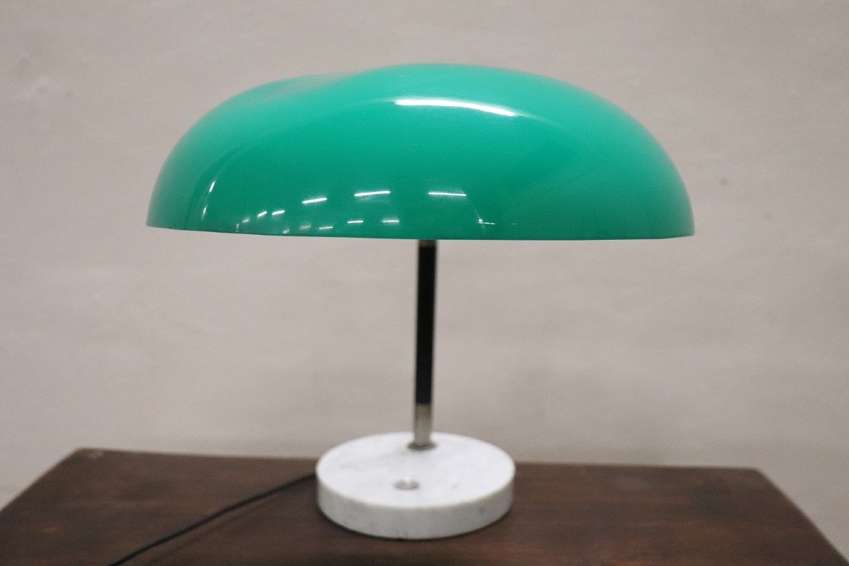 Acrylic Glass Brass And Marble Table Lamp Attributed To Stilux, 1960s-photo-2
