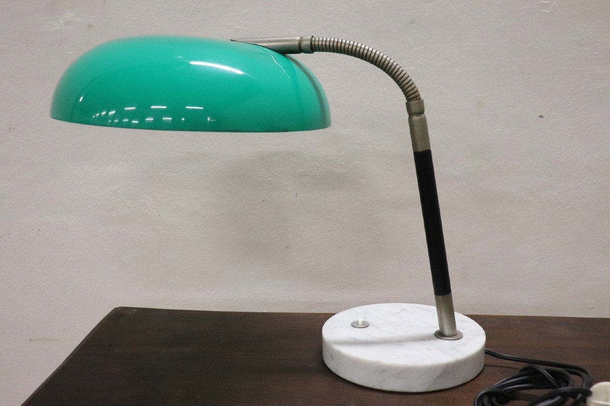 Acrylic Glass Brass And Marble Table Lamp Attributed To Stilux, 1960s-photo-3