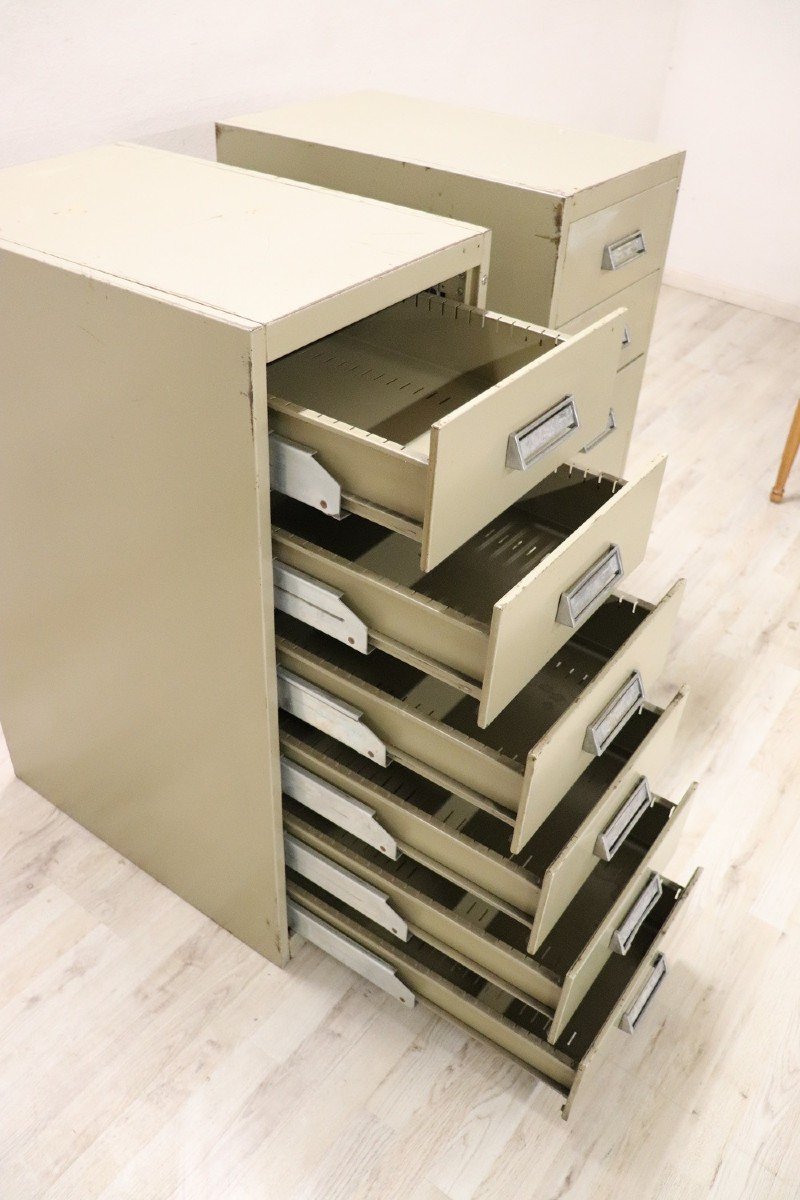 Industrial Metal Multi Drawers, 1970s, Set Of 2-photo-1