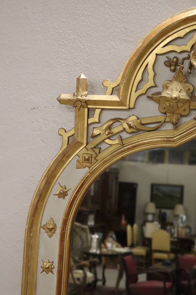 19th Century Lacquered And Gilded Wood Large Wall Mirror-photo-4