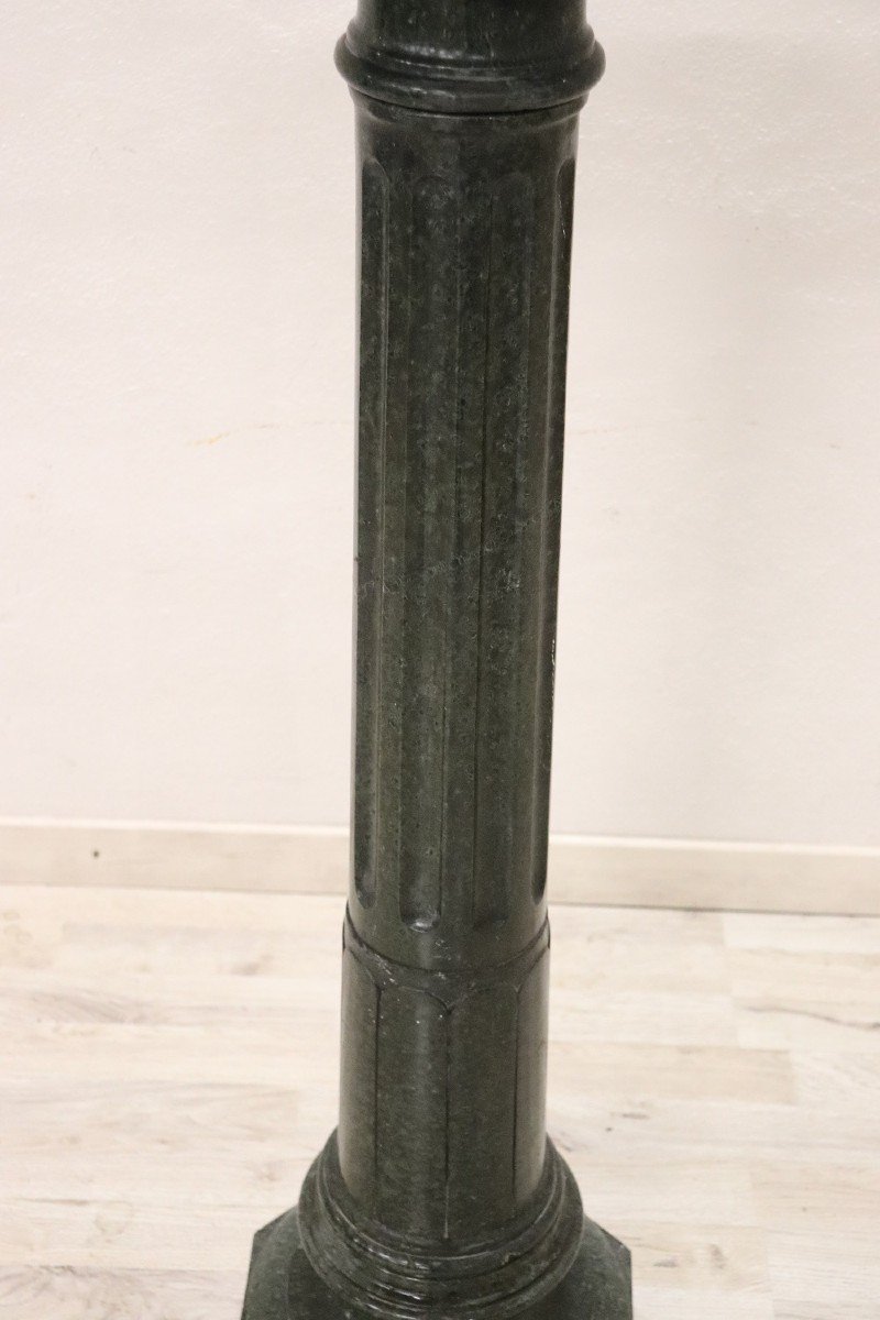 Colonne Antique En Marbre Vert Des Alpes, 19ème Siècle-photo-3