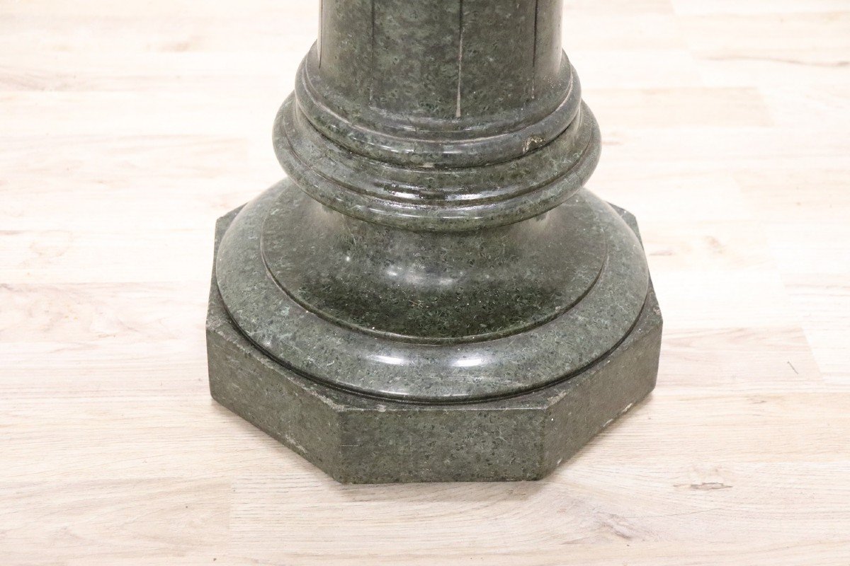 Colonne Antique En Marbre Vert Des Alpes, 19ème Siècle-photo-1