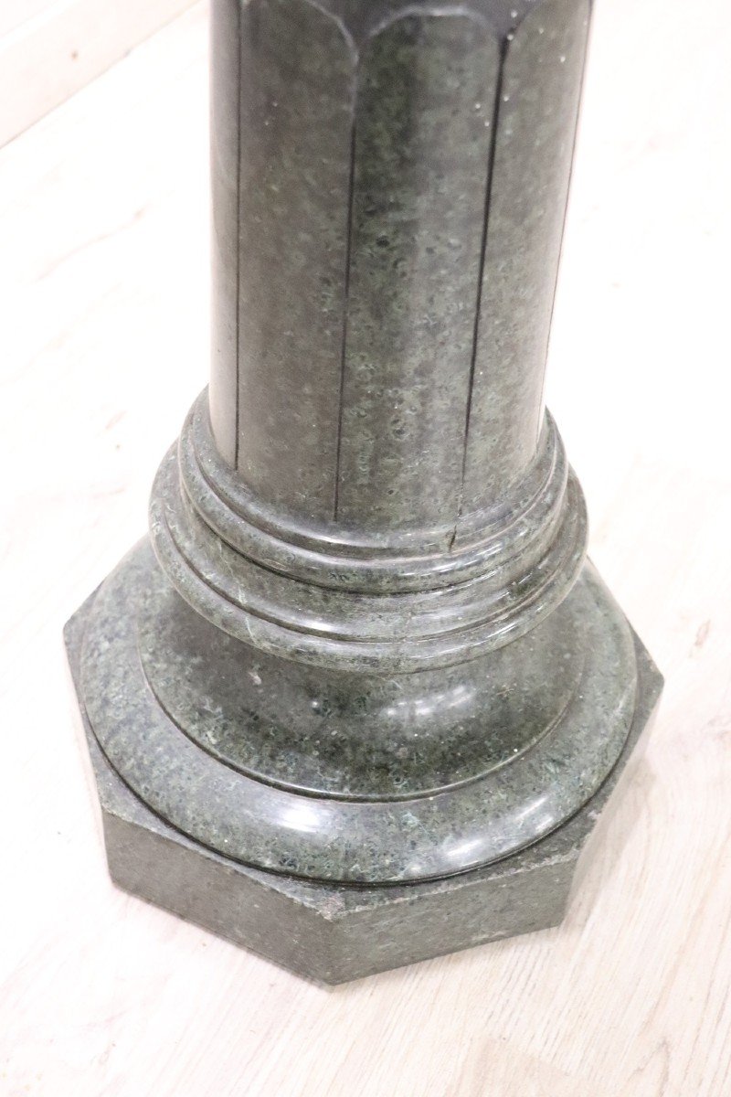 Colonne Antique En Marbre Vert Des Alpes, 19ème Siècle-photo-3