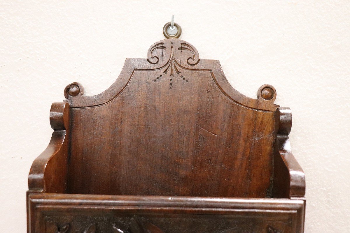 Antique Carved Walnut Magazine Rack, 19th Century-photo-3
