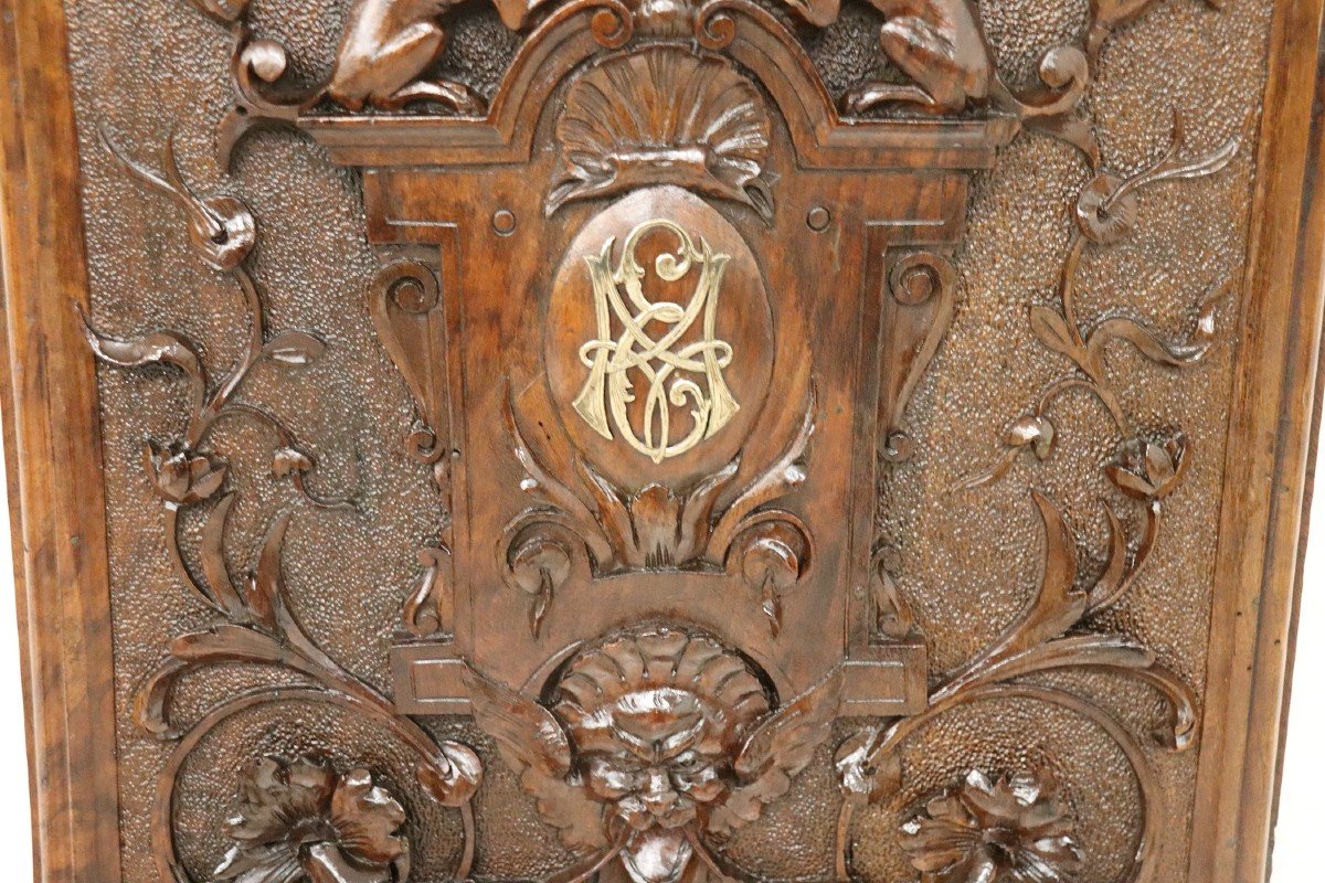 Antique Carved Walnut Magazine Rack, 19th Century-photo-3