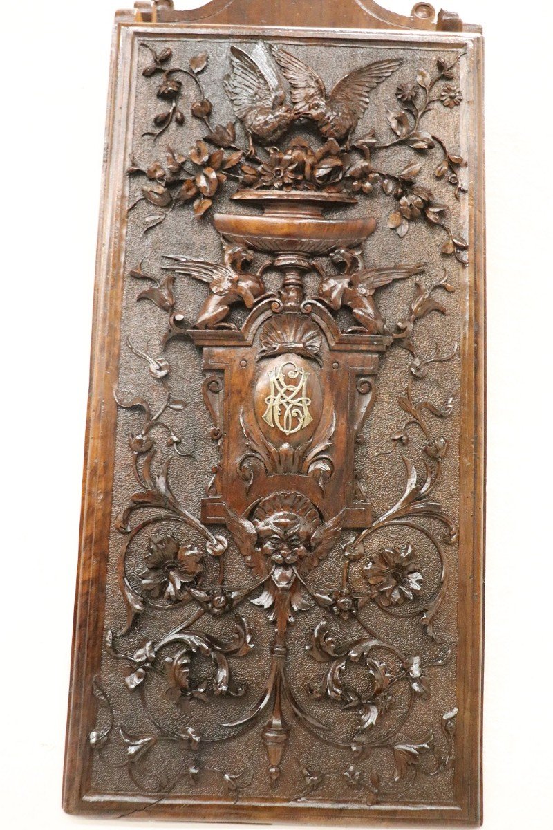 Porte-revues Antique En Noyer Sculpté, 19ème Siècle-photo-5