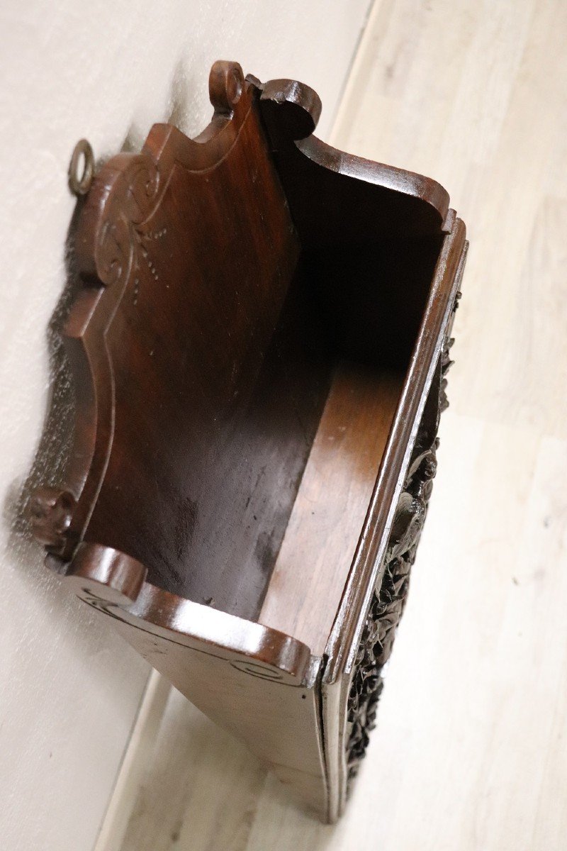 Antique Carved Walnut Magazine Rack, 19th Century-photo-7