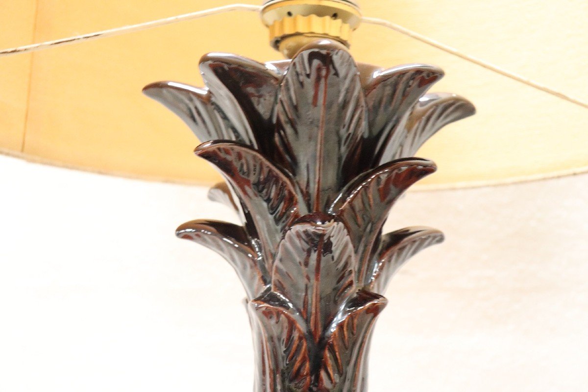 Vintage Brown Pineapple Ceramic Table Lamp, 1970s-photo-2