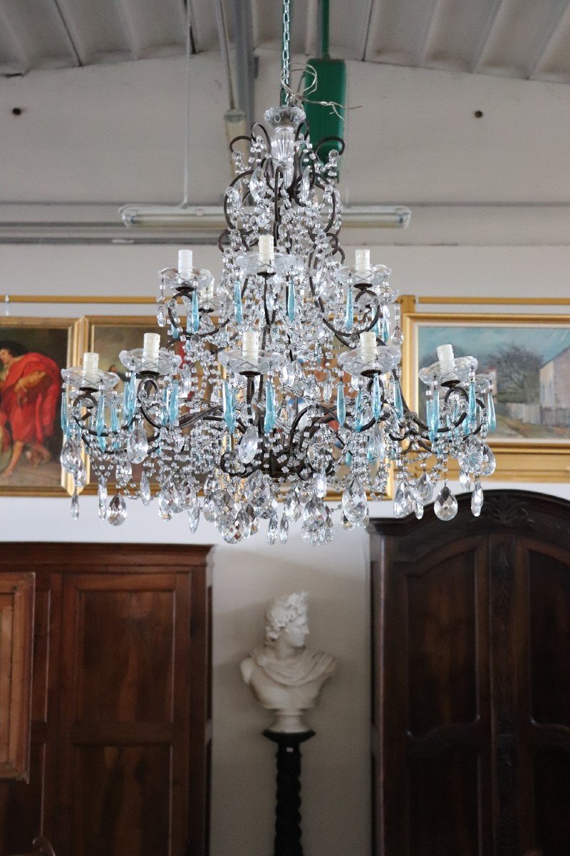 Grand Lustre En Cristal Avec 18 Ampoules-photo-5