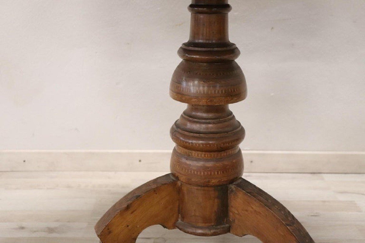 Antique Walnut Inlay Center Table Mid 19th Century-photo-3