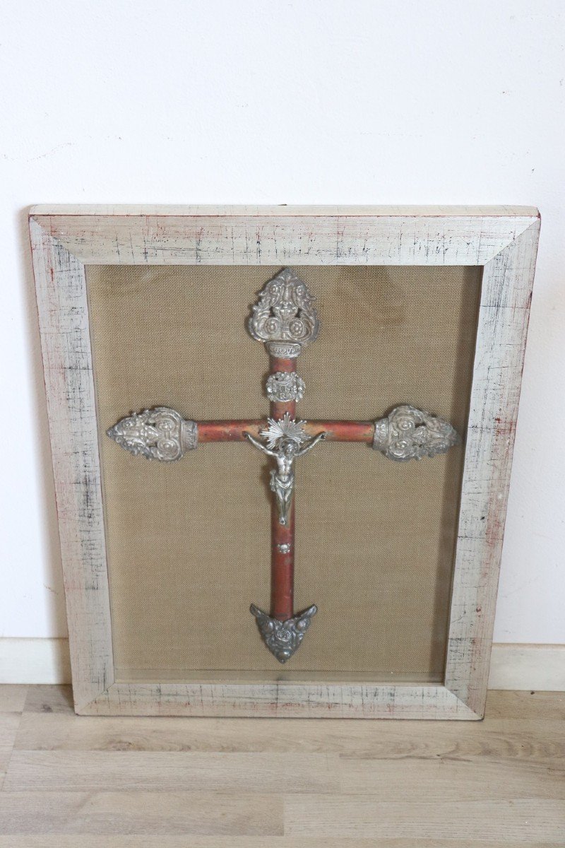 Croix De Jésus Christ Antique En Argent-photo-2
