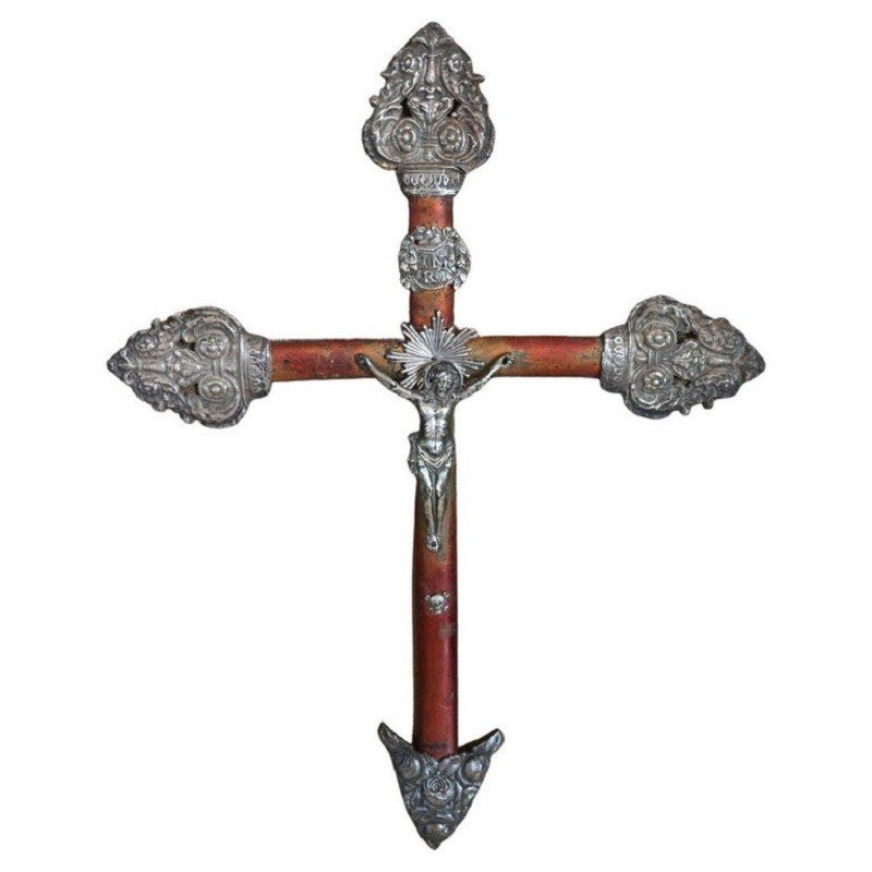Croix De Jésus Christ Antique En Argent
