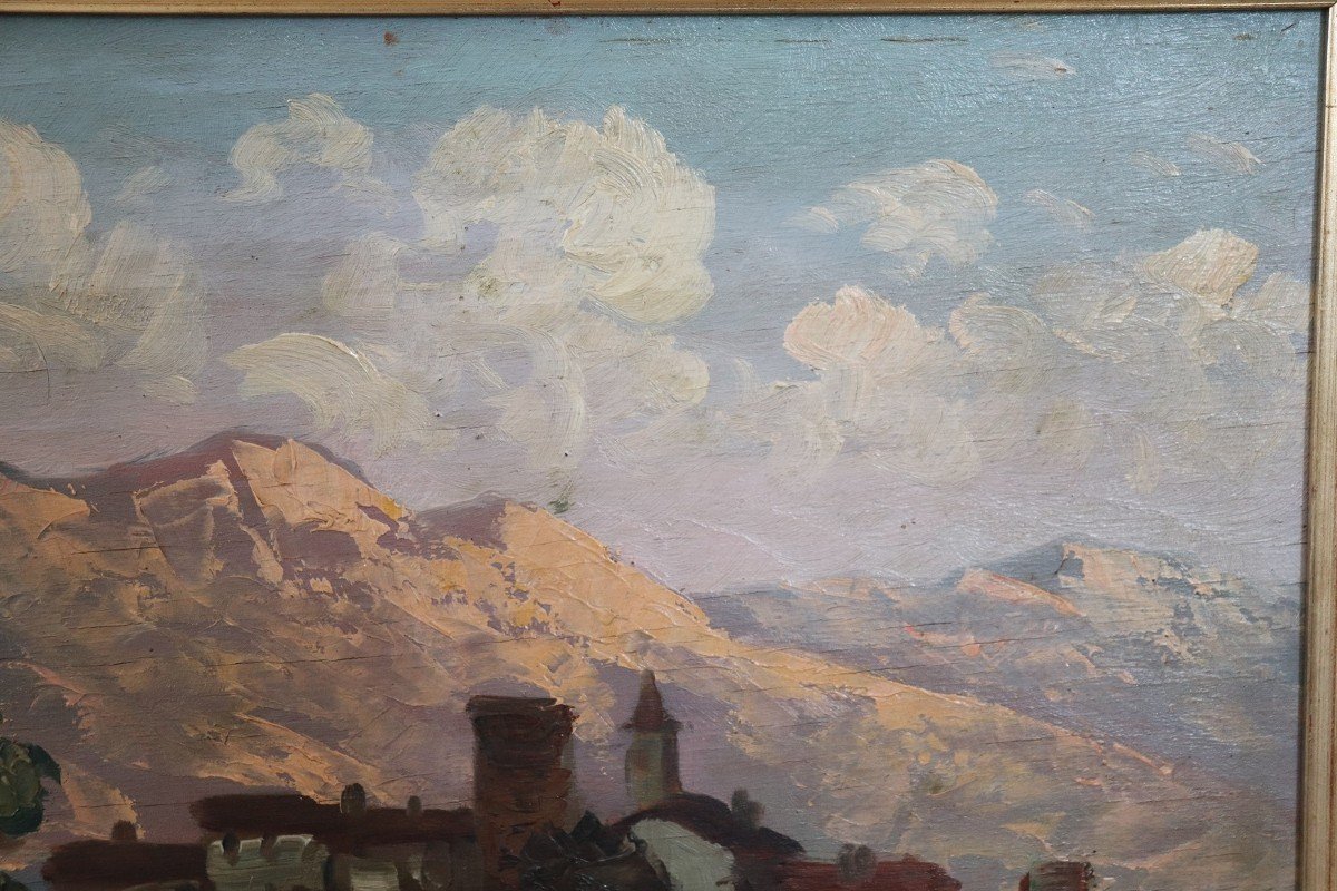 Ermanno Clara, Paysage De Montagne, Huile Sur Bois-photo-4