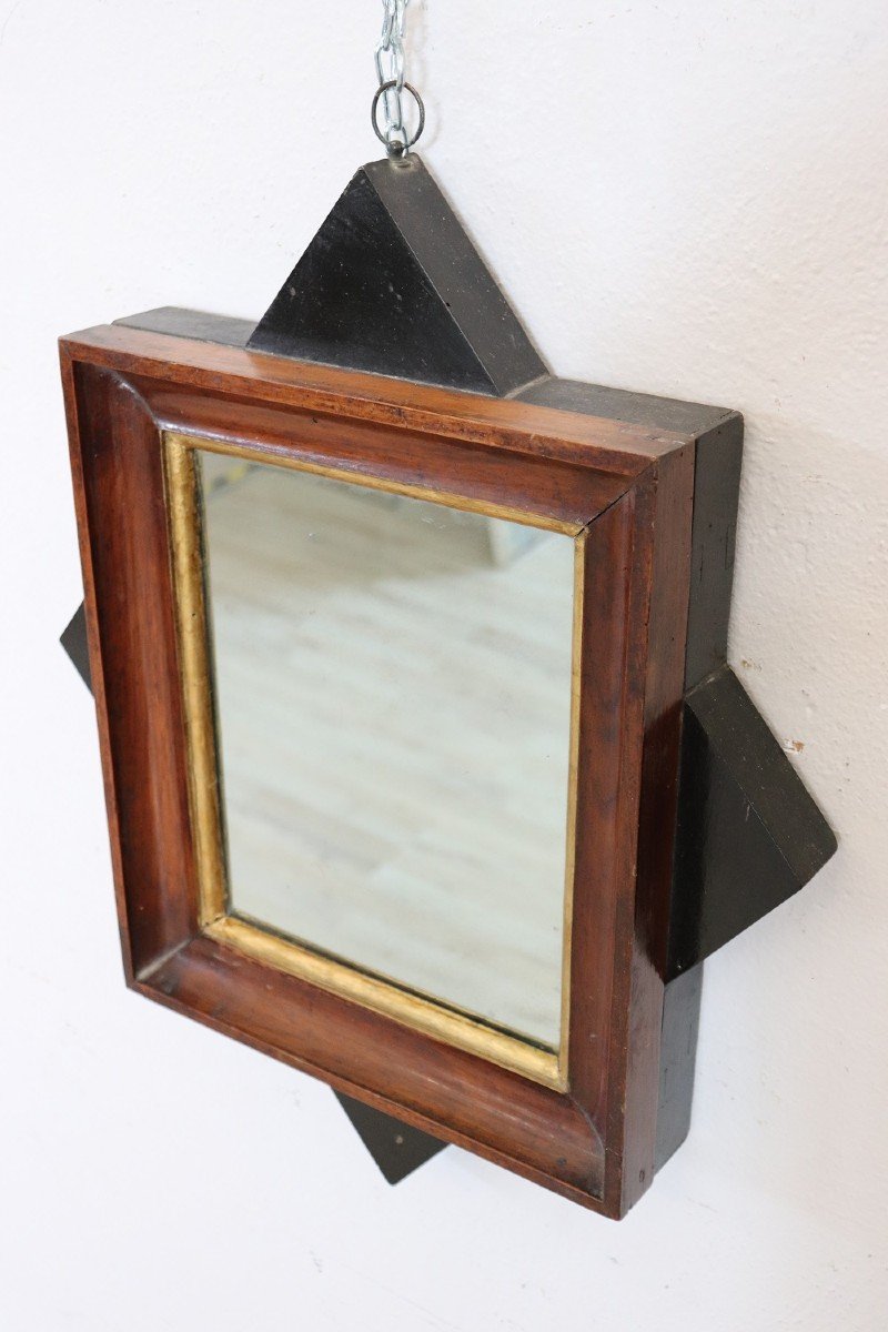 Antique Walnut Wood Wall Mirror-photo-4