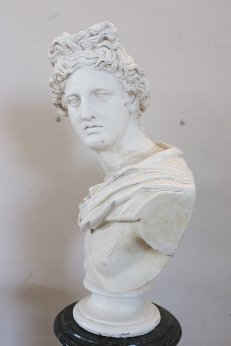 Neoclassical Bust Of Apollo, 1930s, Plaster-photo-4
