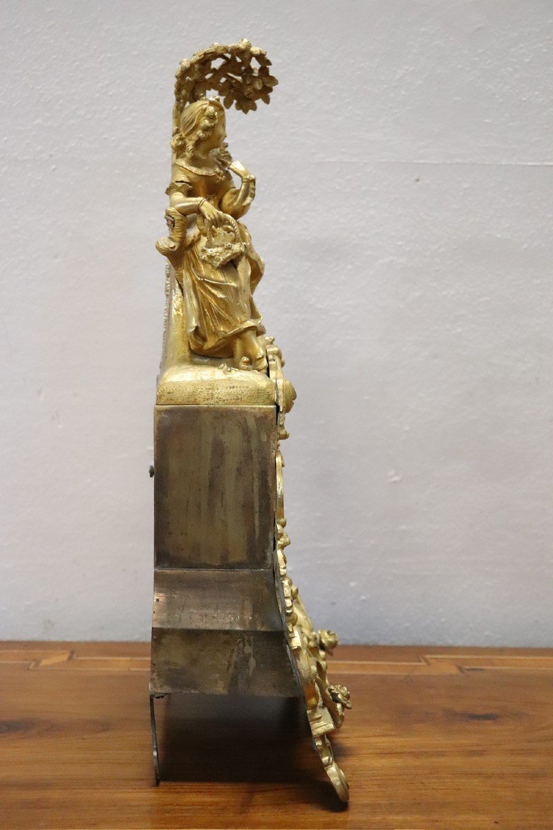 Antique Gilt Bronze Table Clock, 19th Century-photo-3