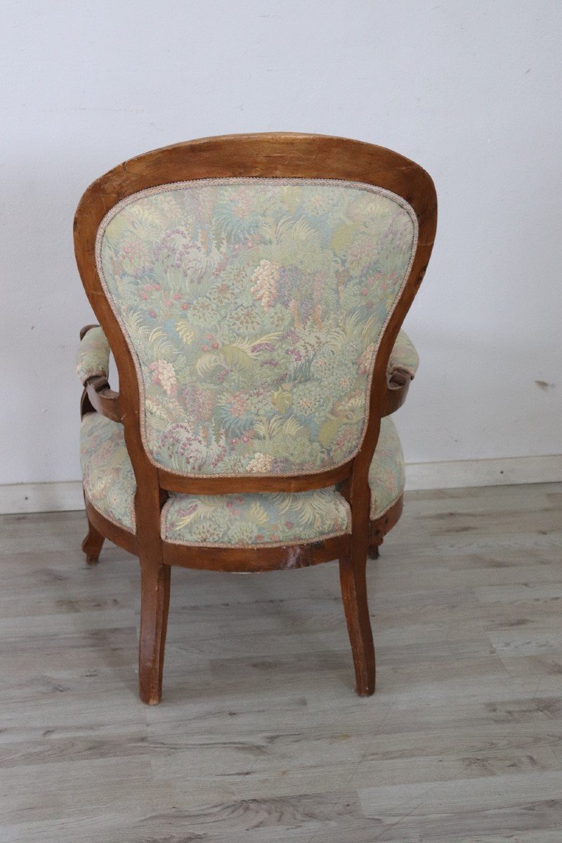 Antique Sold Walnut Armchair-photo-3
