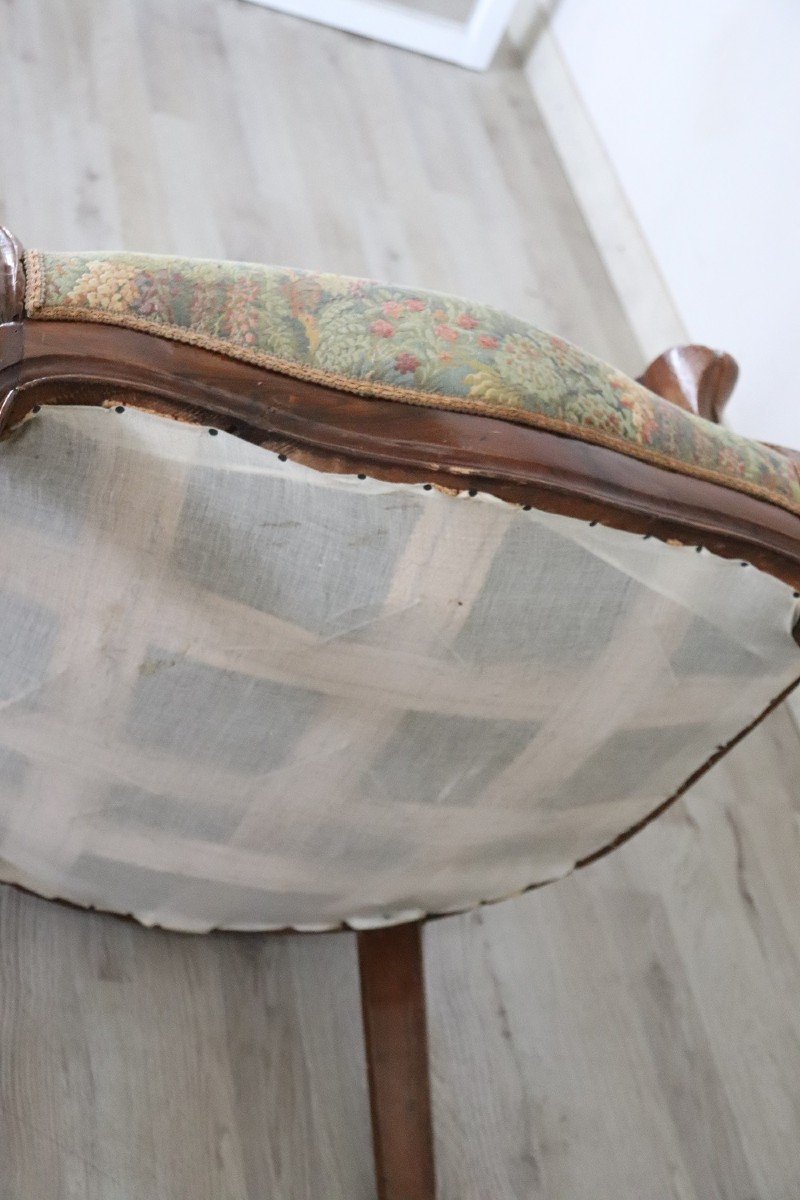 Antique Sold Walnut Armchair-photo-6