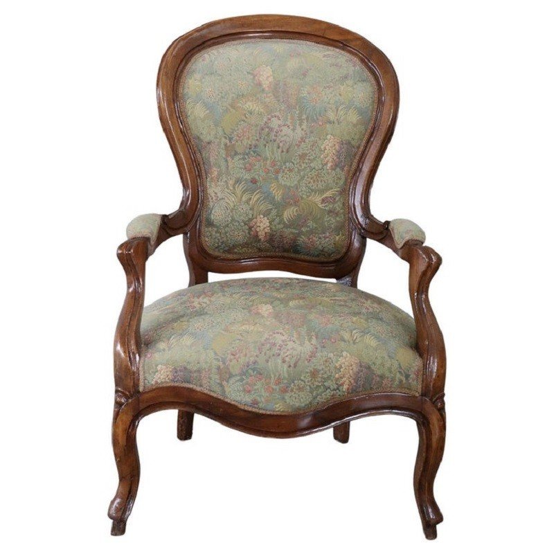 Antique Sold Walnut Armchair