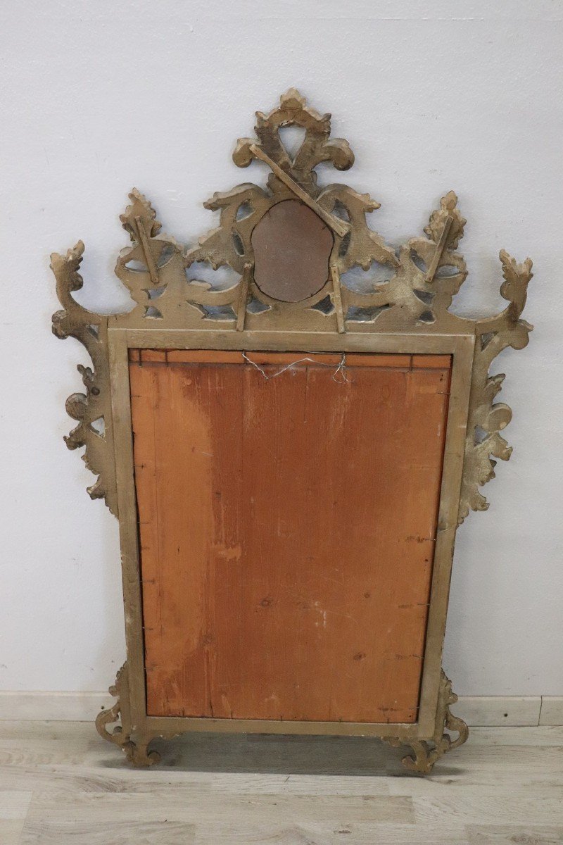 Carved & Silvered Wood Wall Mirror-photo-4