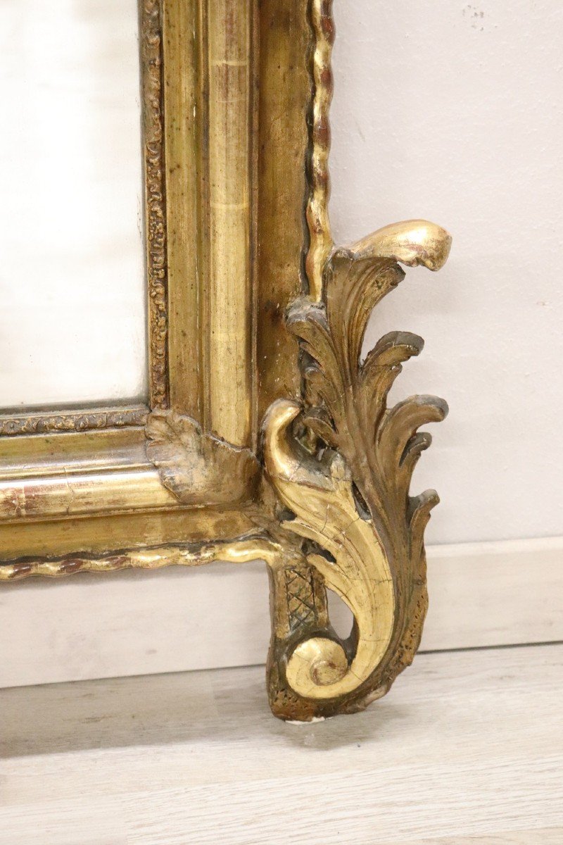 Antique Carved And Gilded Wood Wall Mirror, 19th Century-photo-4