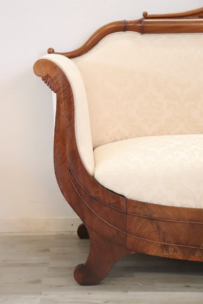 Large Carved Walnut Sofa-photo-2