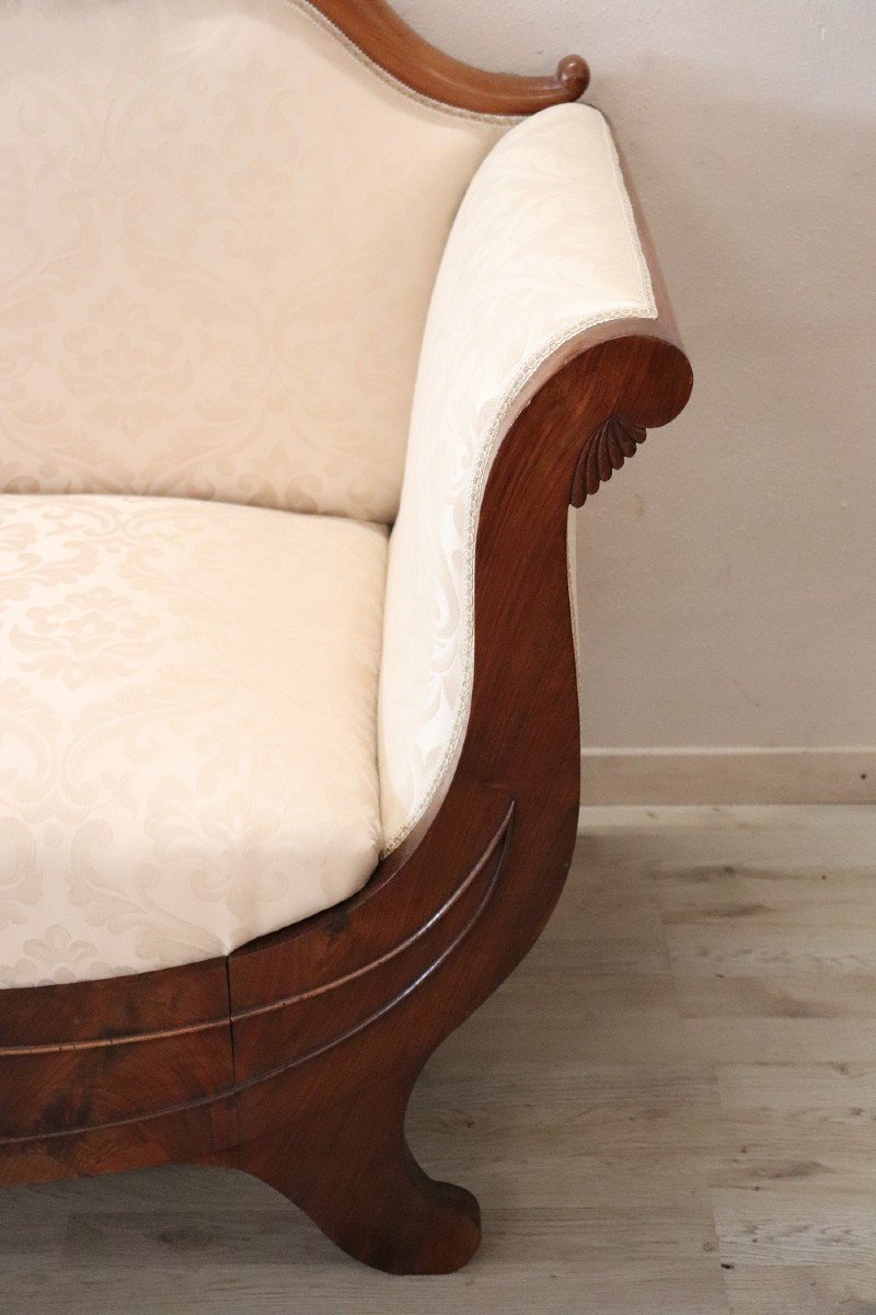 Large Carved Walnut Sofa-photo-4