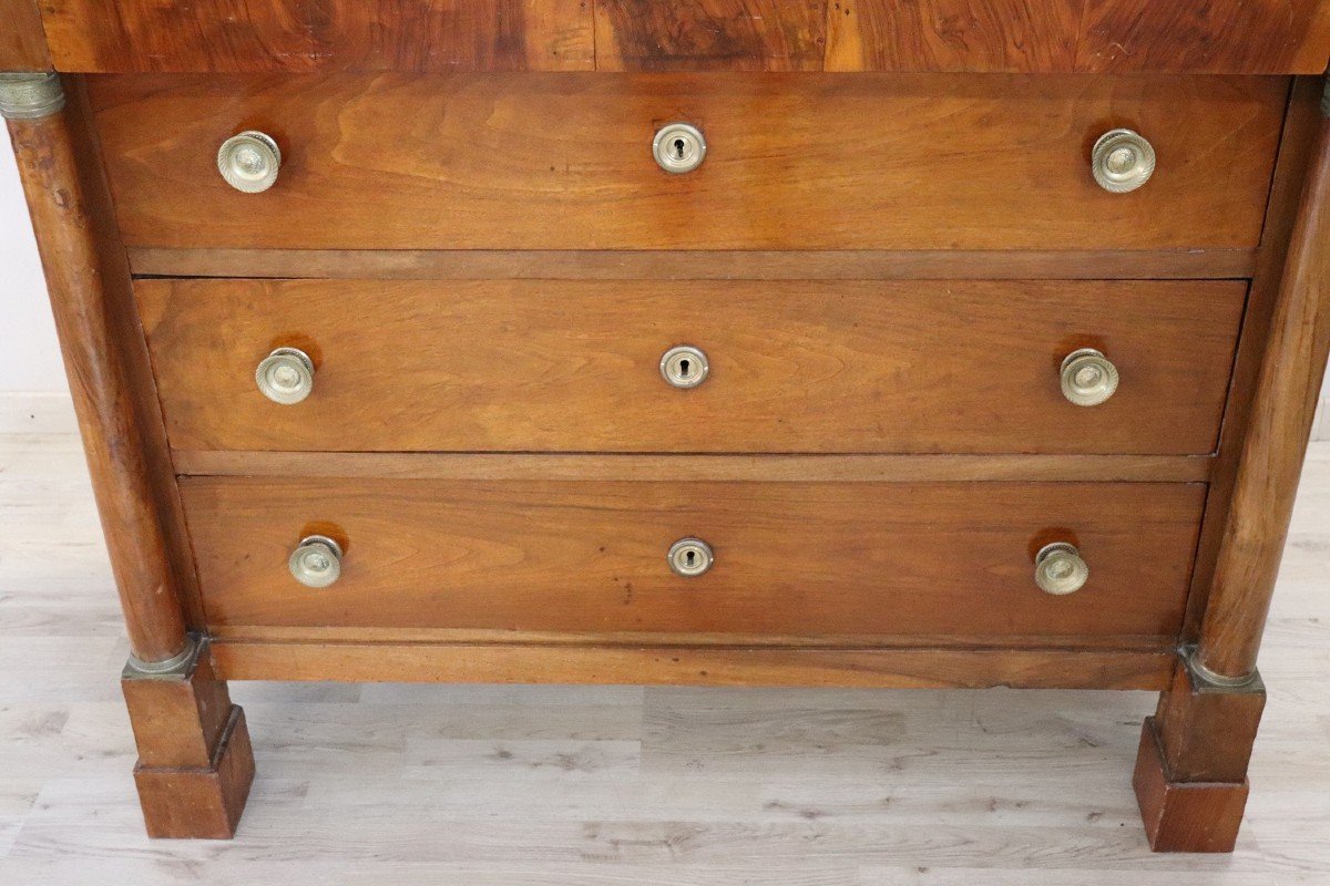 Antique Solid Walnut Chest Of Drawers 19th Century-photo-4