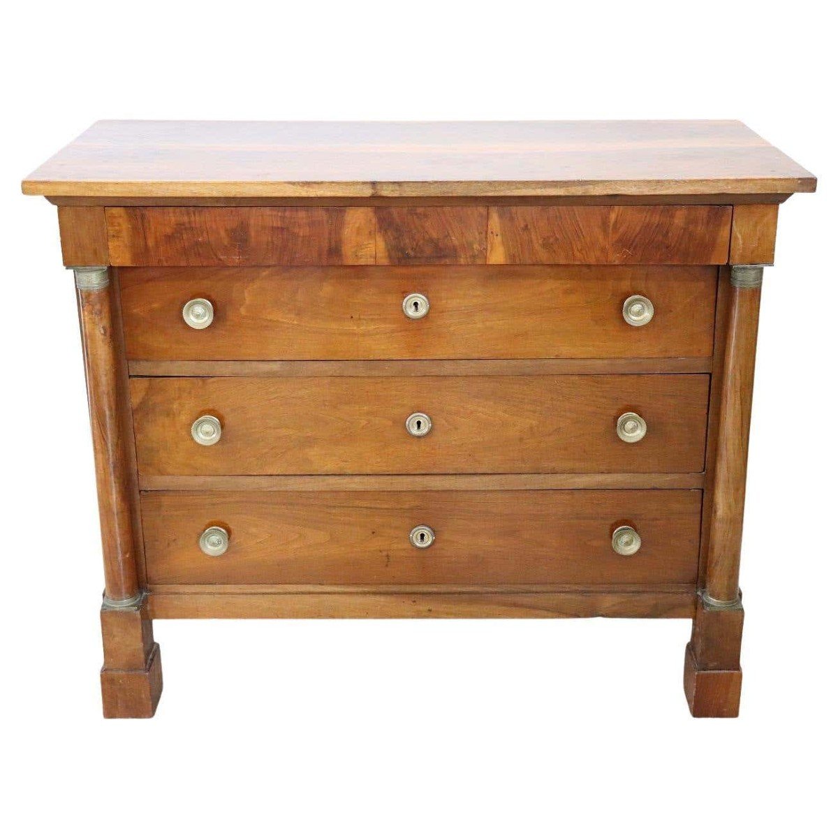 Antique Solid Walnut Chest Of Drawers 19th Century