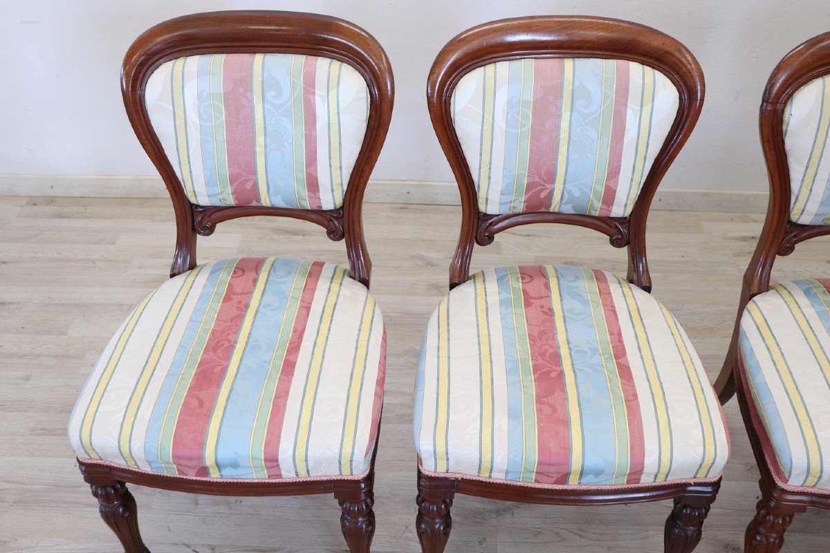 Chaises De Salle à Manger Ancienne En Acajou Sculpté, Set De 4-photo-3