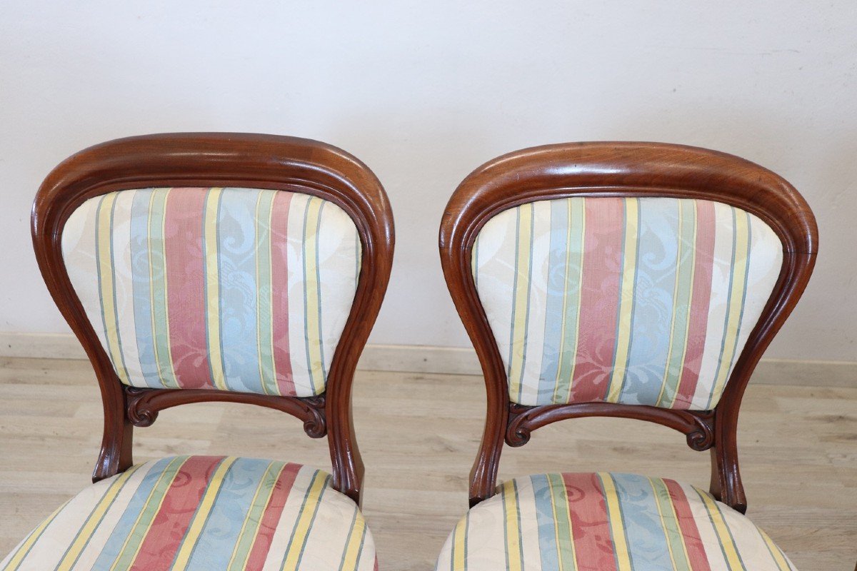 Chaises De Salle à Manger Ancienne En Acajou Sculpté, Set De 4-photo-4