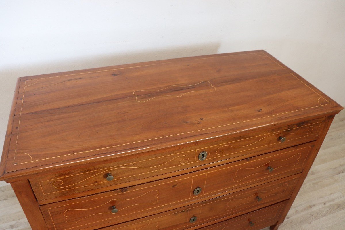 Antique Cherry Wood Chest Of Drawers, 19th Century-photo-2