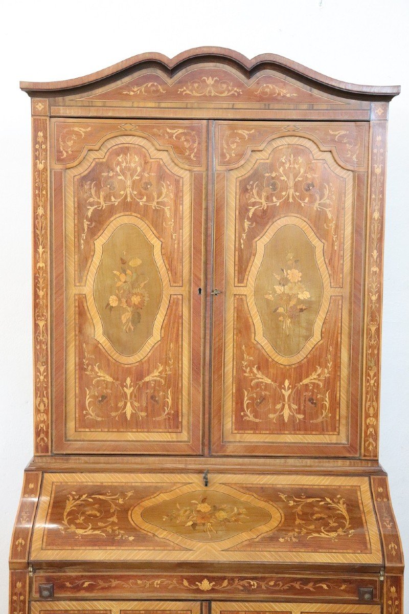 Elégant Cabinet En Noyer Précieux Marqueté-photo-4