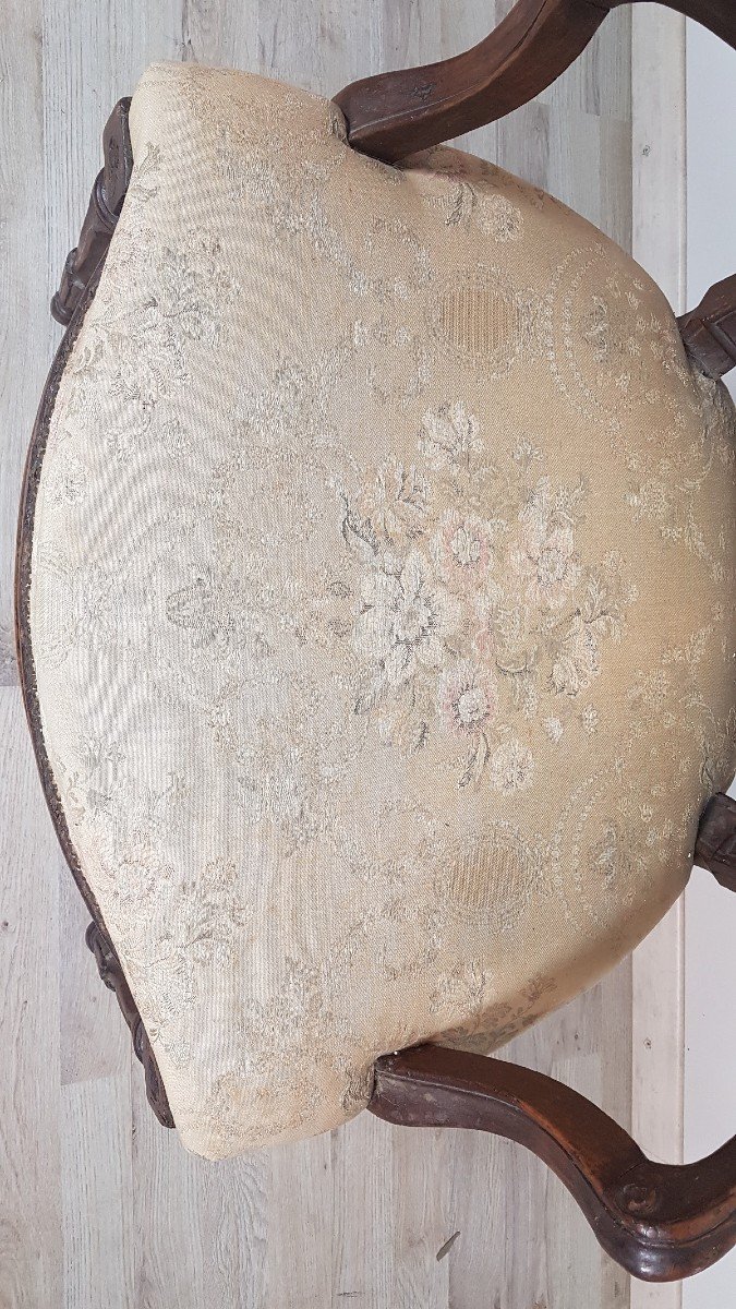 Fauteuil Ancien En Noyer Massif d'époque Louis XVI, 18ème Siècle-photo-4