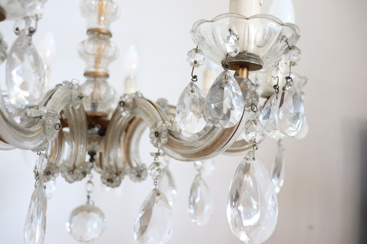 Lustre Ancienne En Bronze Et Cristal, 19ème Siècle-photo-5