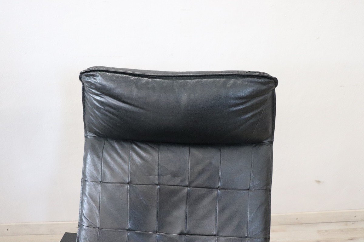 Fauteuils En Cuir Noir, 1970, Set De 2-photo-3