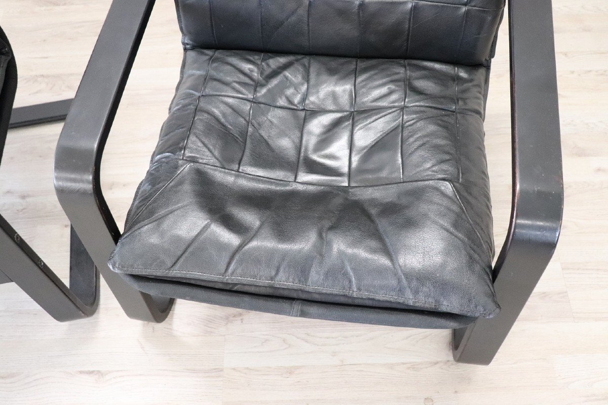 Black Leather Lounge Chairs, 1970s, Set Of 2-photo-4