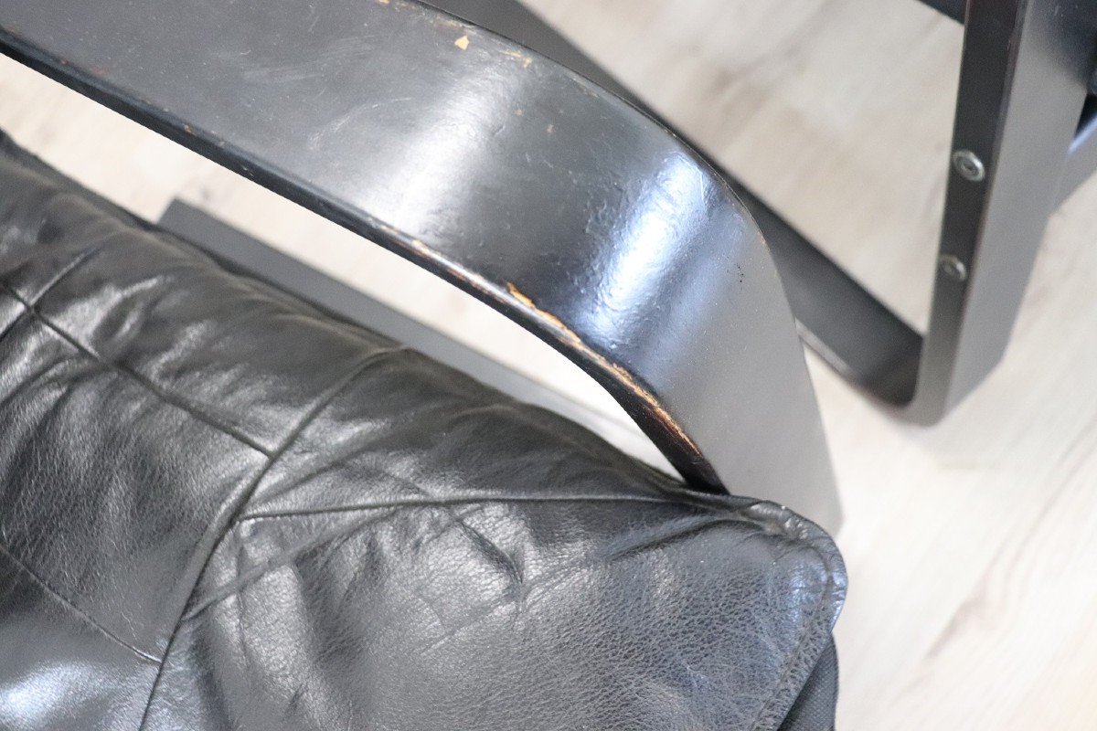 Black Leather Lounge Chairs, 1970s, Set Of 2-photo-3