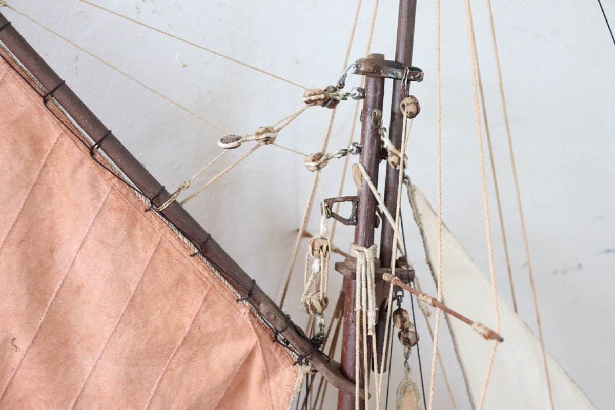 Handmade Wooden Model Sailboat, 1920s-photo-3